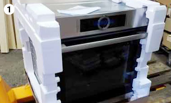 oven wrapped in styrofoam